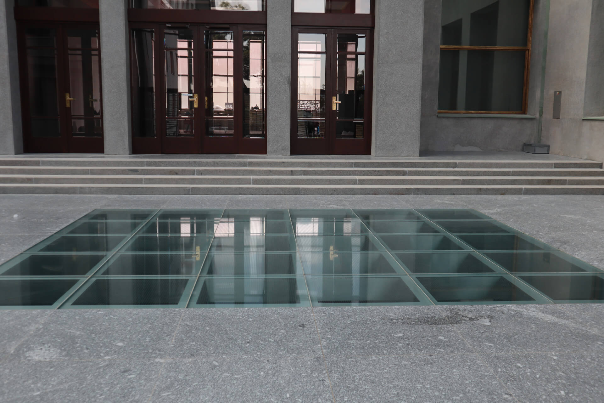 Floor with fire resistant glass (National Memorial on Vítkov Hill, Prague)